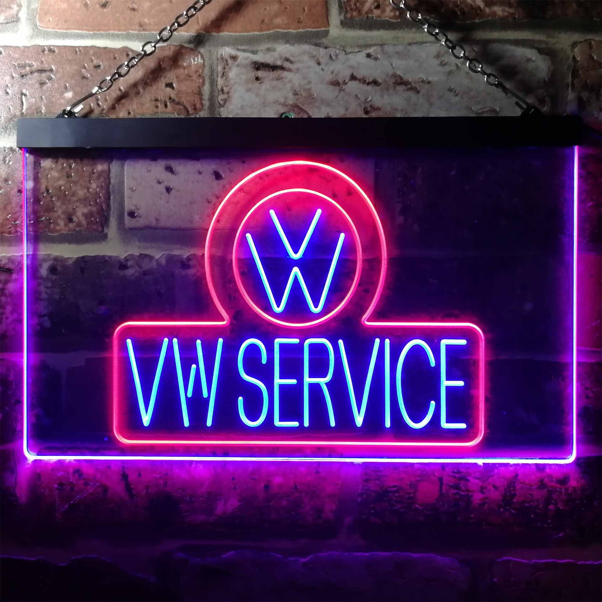 Volkswagen VW Service Dual LED Neon Light Sign